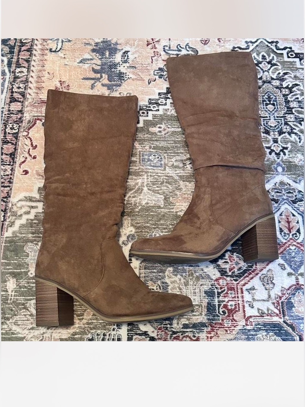 Target Brown Suede Mid-Calf Block Heel Boots